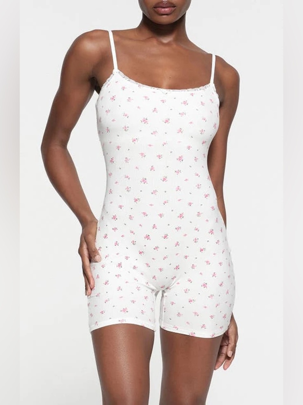 Skims Soft Lounge Lace Romper XL Rose Print
